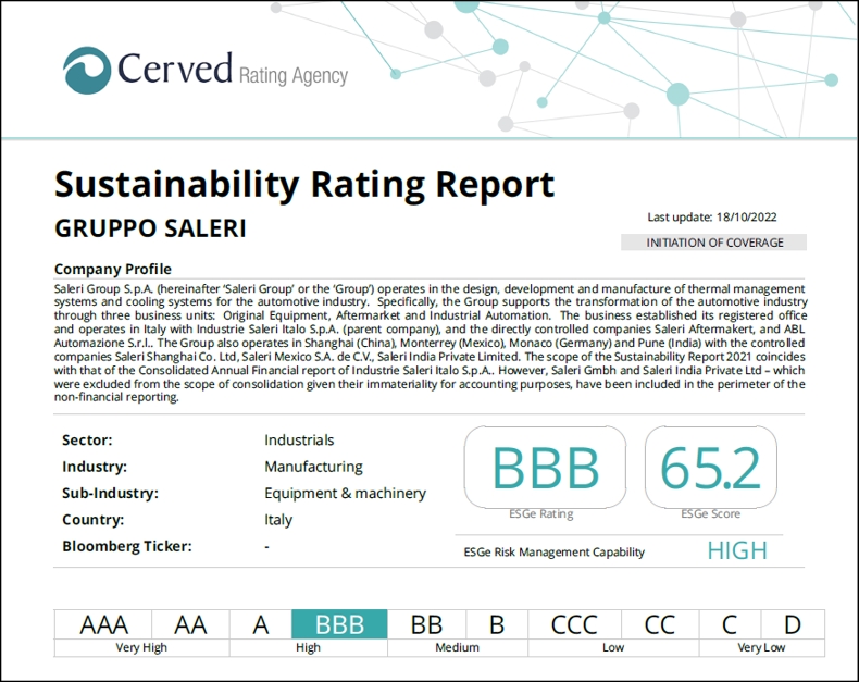Saleri Receives its First Sustainability Rating